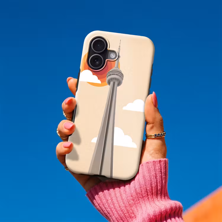 Stad - Gebouw - Architectuur - Retro - Oranje Toughcase MagSafe Apple iPhone 17 klein -Sfeer1V