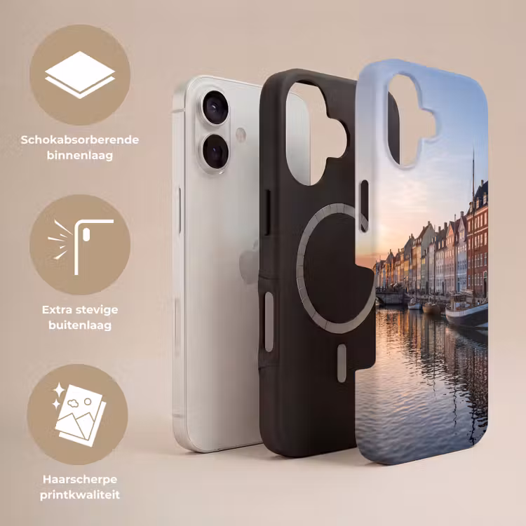 Stad - Gracht - Zonsondergang - Klassiek - Kleurrijk Toughcase MagSafe Apple iPhone 17 klein -USP_Lagen_NL