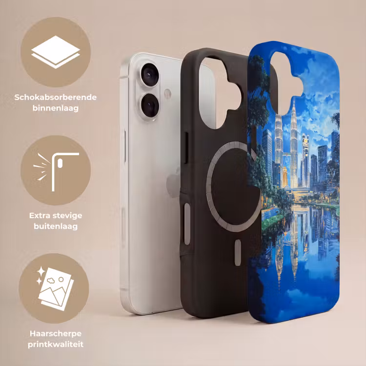 Stad Kuala Lumpur - Skyline - Wolkenkrabbers - Water Toughcase MagSafe Apple iPhone 17 klein -USP_Lagen_NL