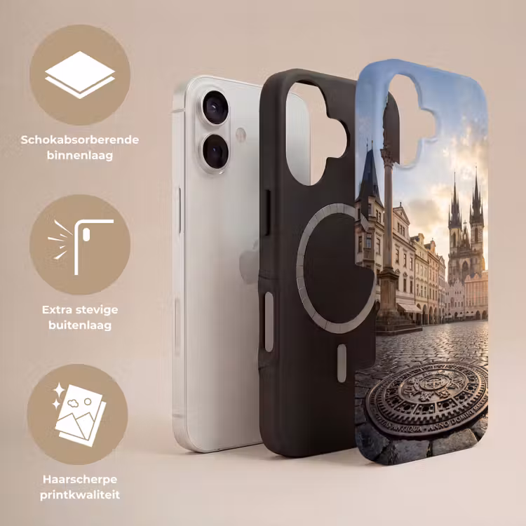 Stad - Praag - Ochtend - Architectuur - Goud Toughcase MagSafe Apple iPhone 17 klein -USP_Lagen_NL