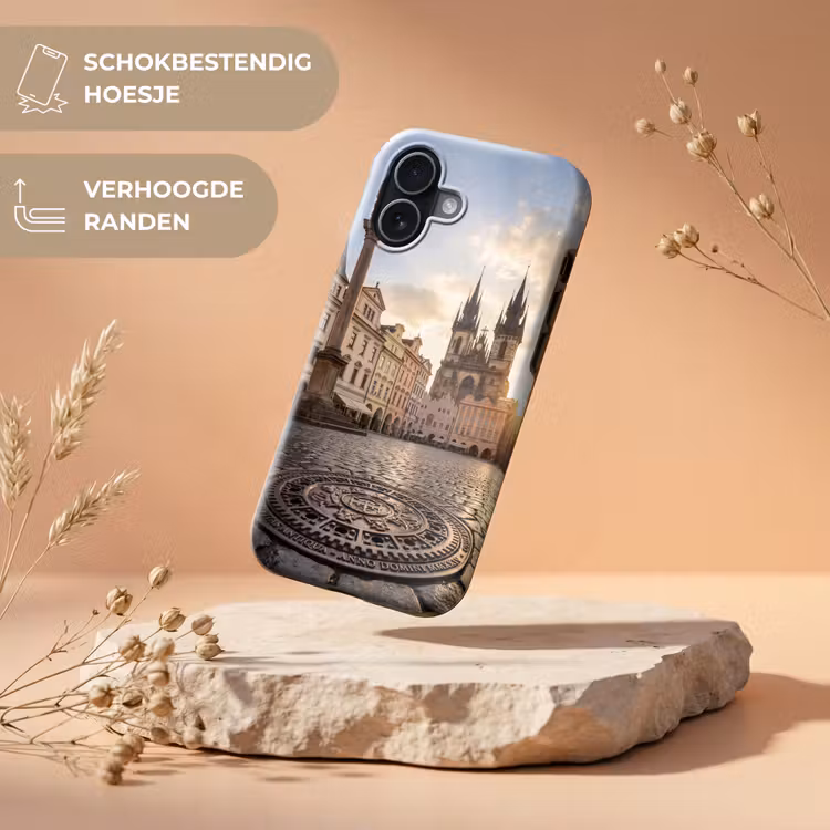 Stad - Praag - Ochtend - Architectuur - Goud Toughcase MagSafe Apple iPhone 17 klein -USP_RandenV_NL