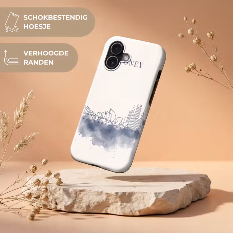 Stad - Skyline - Architectuur - Minimalistisch - Blauw Toughcase MagSafe Apple iPhone 17 klein -USP_RandenV_NL