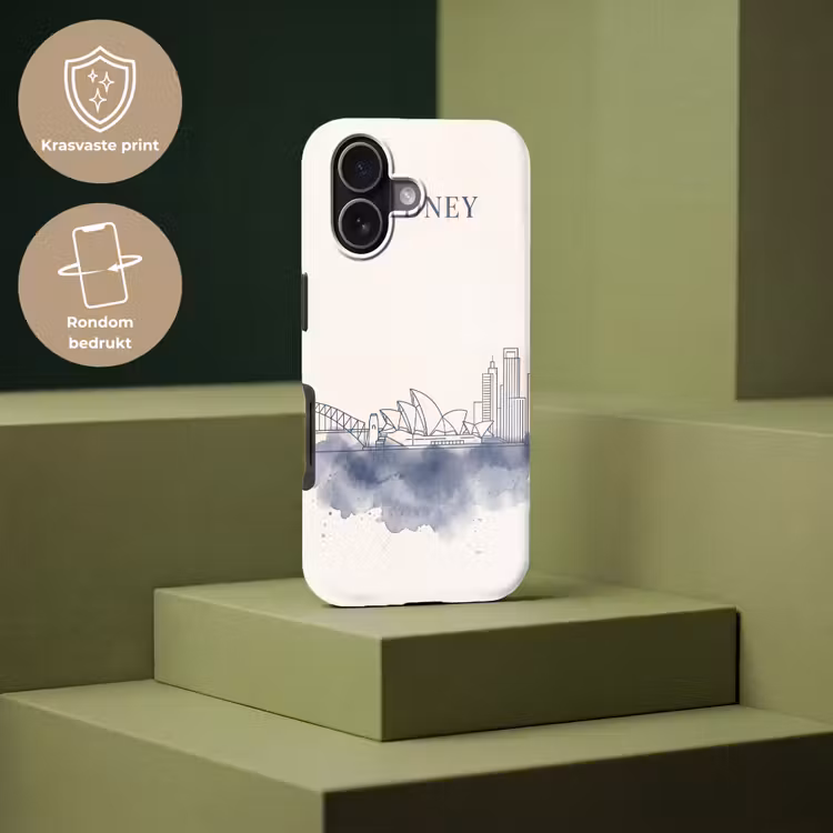 Stad - Skyline - Architectuur - Minimalistisch - Blauw Toughcase MagSafe Apple iPhone 17 klein -USP_PrintM_NL