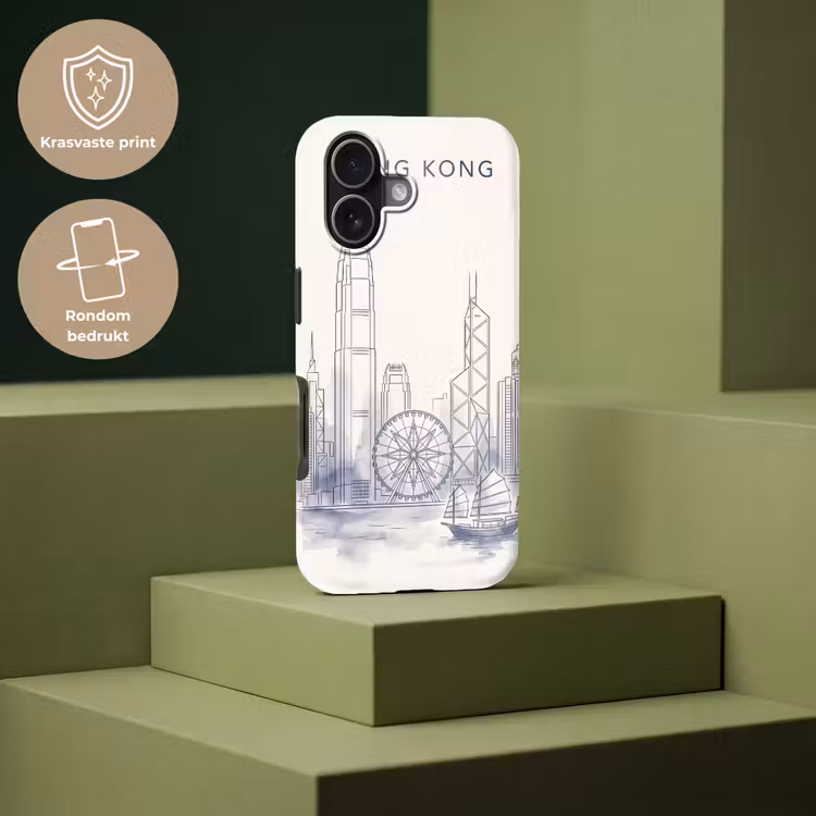Stad - Skyline - Water - Lijntekening - Blauw Toughcase MagSafe Apple iPhone 17 klein -USP_PrintM_NL