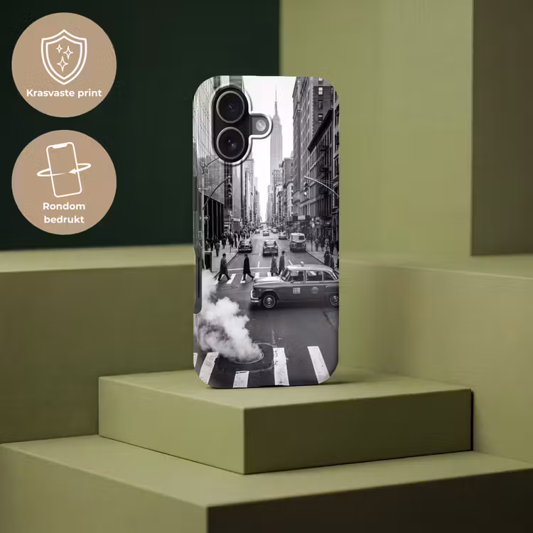 Stad - Straat - Gebouwen - Verkeer - Zwart-wit Toughcase MagSafe Apple iPhone 17 klein -USP_PrintM_NL