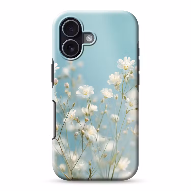 Stängel – Blumen – Luft – Weiß Toughcase MagSafe Apple iPhone 17 klein -3d