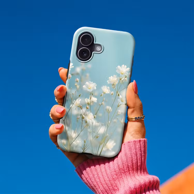 Stängel – Blumen – Luft – Weiß Toughcase MagSafe Apple iPhone 17 klein -Sfeer1V