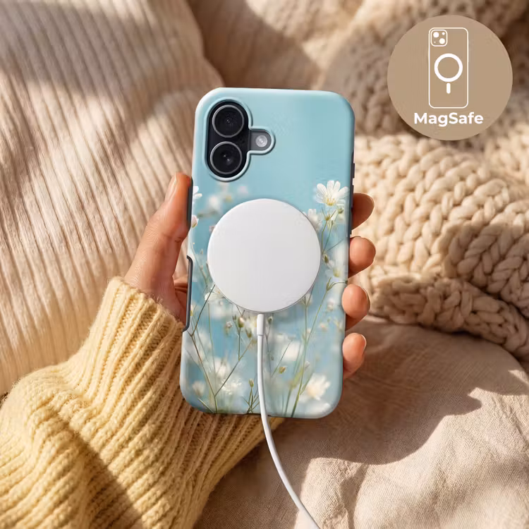 Stängel – Blumen – Luft – Weiß Toughcase MagSafe Apple iPhone 17 klein -USP_MagsafeV