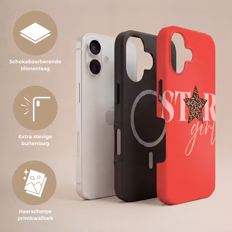 Star girl - Rood - Panter - Ster Toughcase MagSafe Apple iPhone 17 klein -USP_Lagen_NL