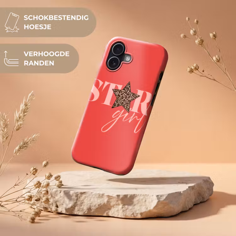 Star girl - Rood - Panter - Ster Toughcase MagSafe Apple iPhone 17 klein -USP_RandenV_NL