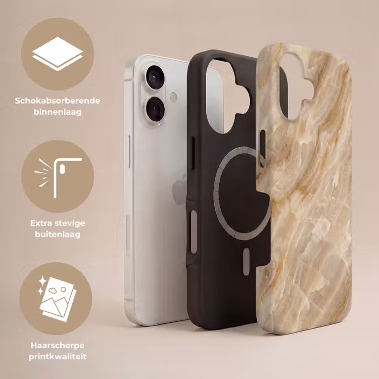 Steen - Ader - Natuur - Modern - Beige Toughcase MagSafe Apple iPhone 17 klein -USP_Lagen_NL
