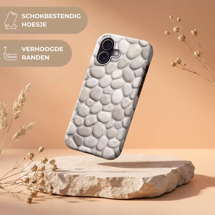 Steen - Kiezel - Natuur - Minimalistisch - Beige Toughcase MagSafe Apple iPhone 17 klein -USP_RandenV_NL