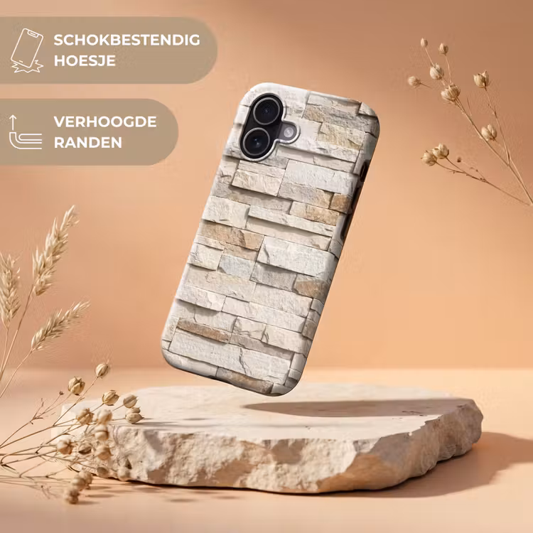 Steen - Muur - Textuur - Rustiek - Beige Toughcase MagSafe Apple iPhone 17 klein -USP_RandenV_NL