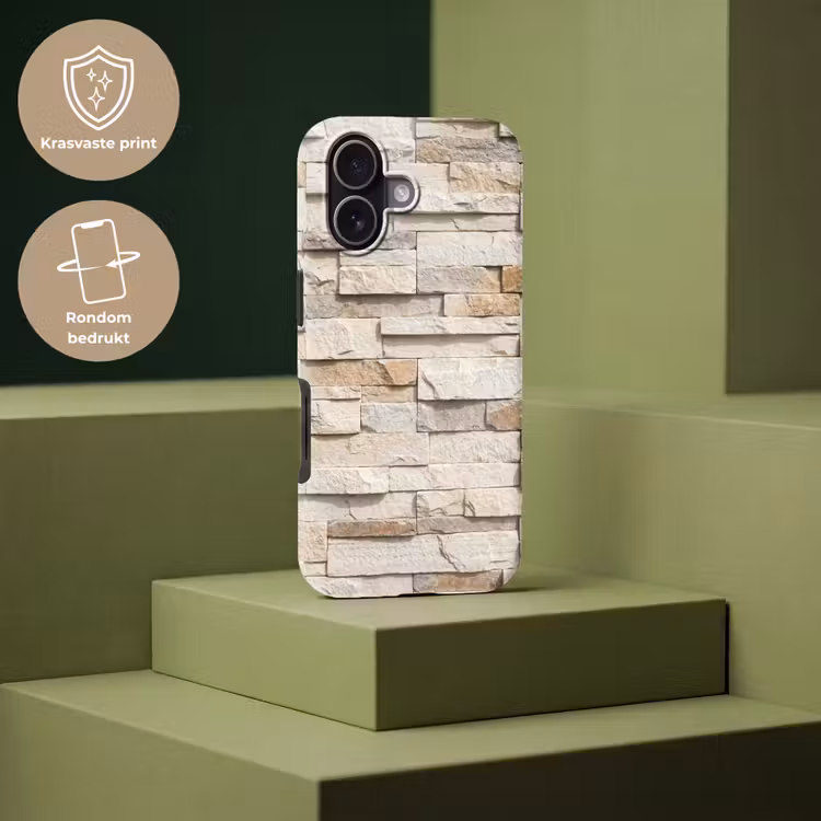 Steen - Muur - Textuur - Rustiek - Beige Toughcase MagSafe Apple iPhone 17 klein -USP_PrintM_NL