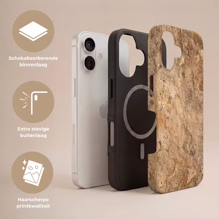 Steen - Natuur - Textuur - Abstract - Bruin Toughcase MagSafe Apple iPhone 17 klein -USP_Lagen_NL