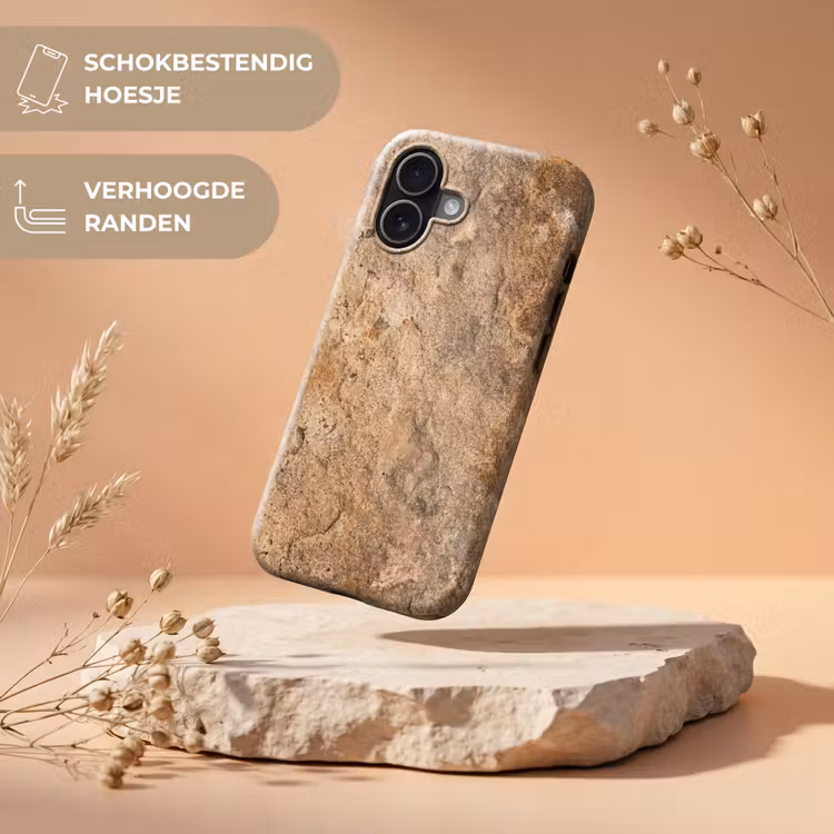 Steen - Natuur - Textuur - Abstract - Bruin Toughcase MagSafe Apple iPhone 17 klein -USP_RandenV_NL