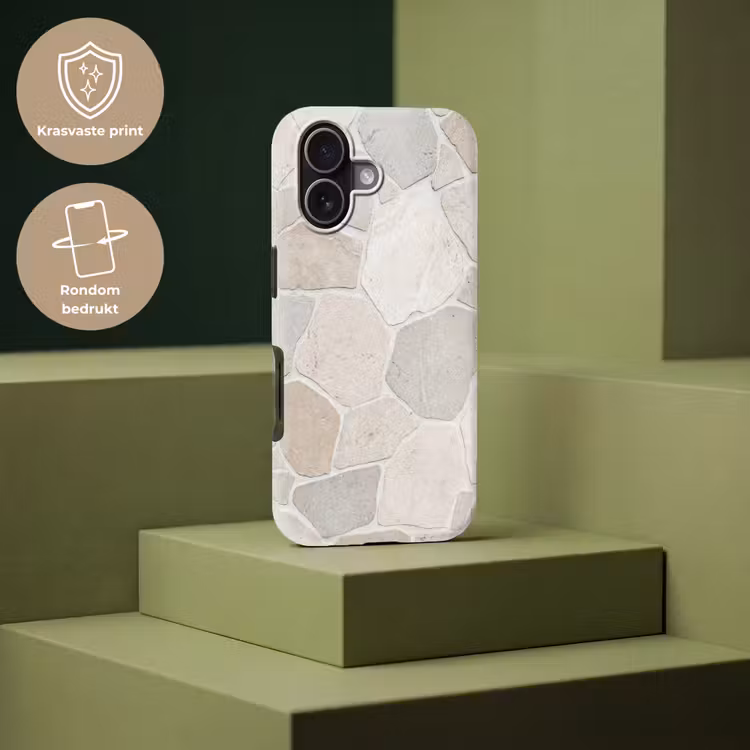 Steen - Patroon - Textuur - Beige Toughcase MagSafe Apple iPhone 17 klein -USP_PrintM_NL