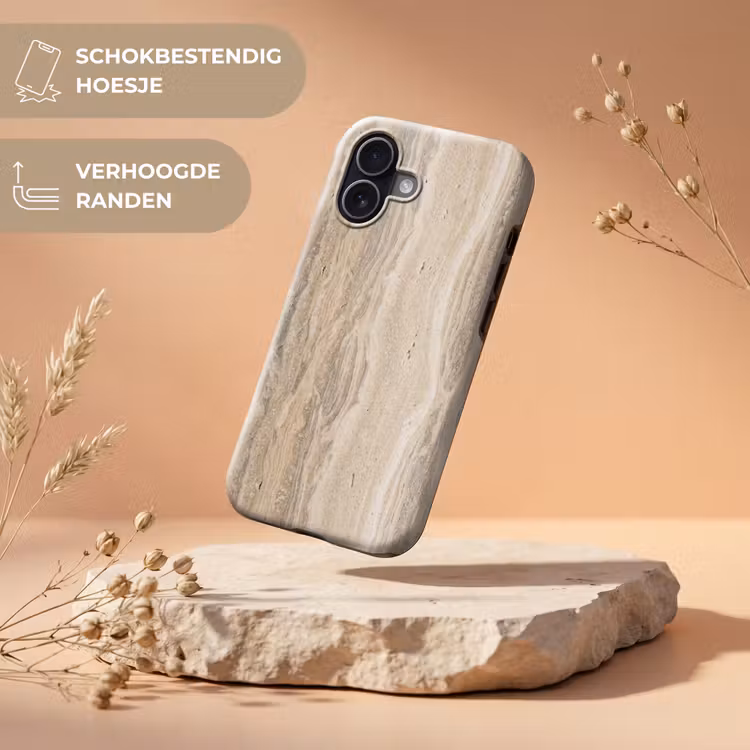 Steen - Patroon - Textuur - Natuurlijk - Beige Toughcase MagSafe Apple iPhone 17 klein -USP_RandenV_NL