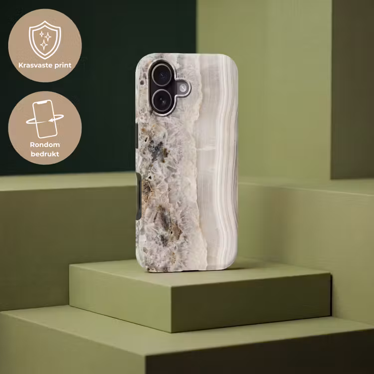 Steen - Textuur - Abstract - Beige - Wit Toughcase MagSafe Apple iPhone 17 klein -USP_PrintM_NL