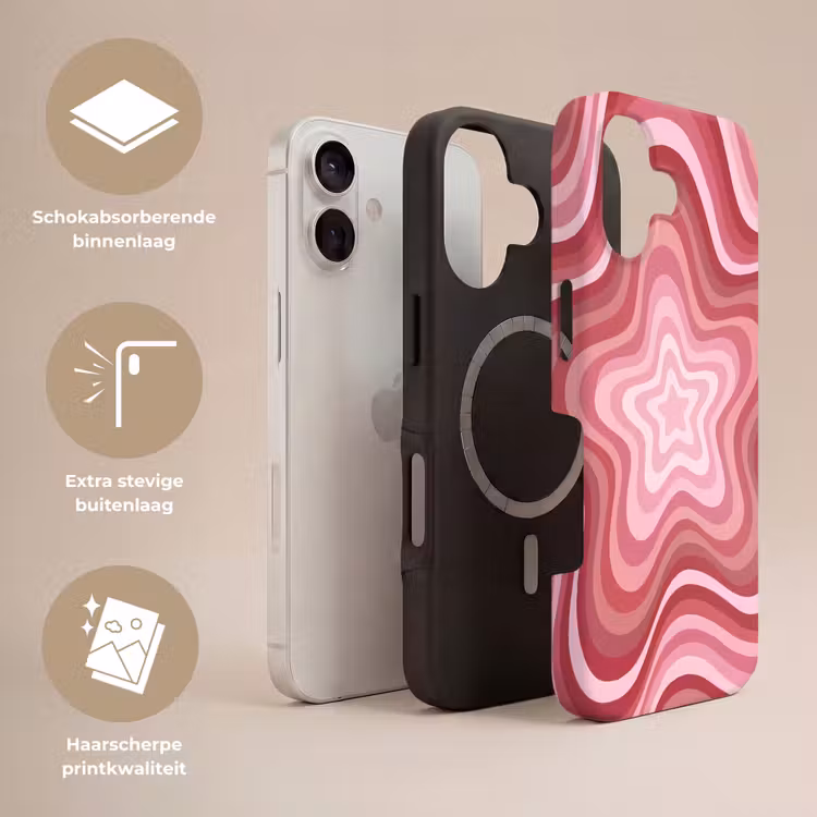 Ster - Golvend - Abstract - Roze Toughcase MagSafe Apple iPhone 17 klein -USP_Lagen_NL