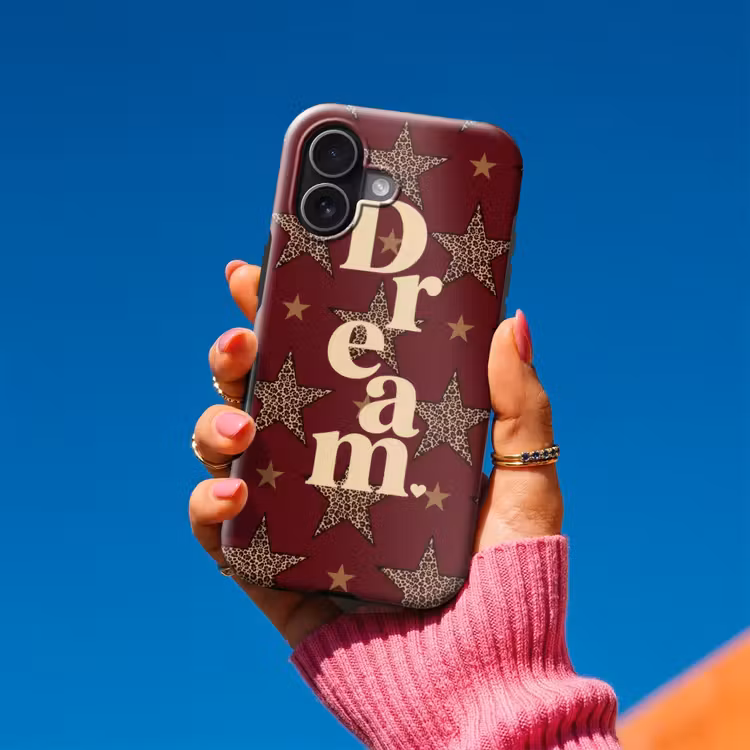 Sterren - Luipaardprint - Dream - Bordeaux Toughcase MagSafe Apple iPhone 17 klein -Sfeer1V