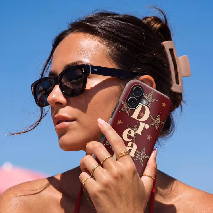 Sterren - Luipaardprint - Dream - Bordeaux Toughcase MagSafe Apple iPhone 17 klein -Sfeer2V