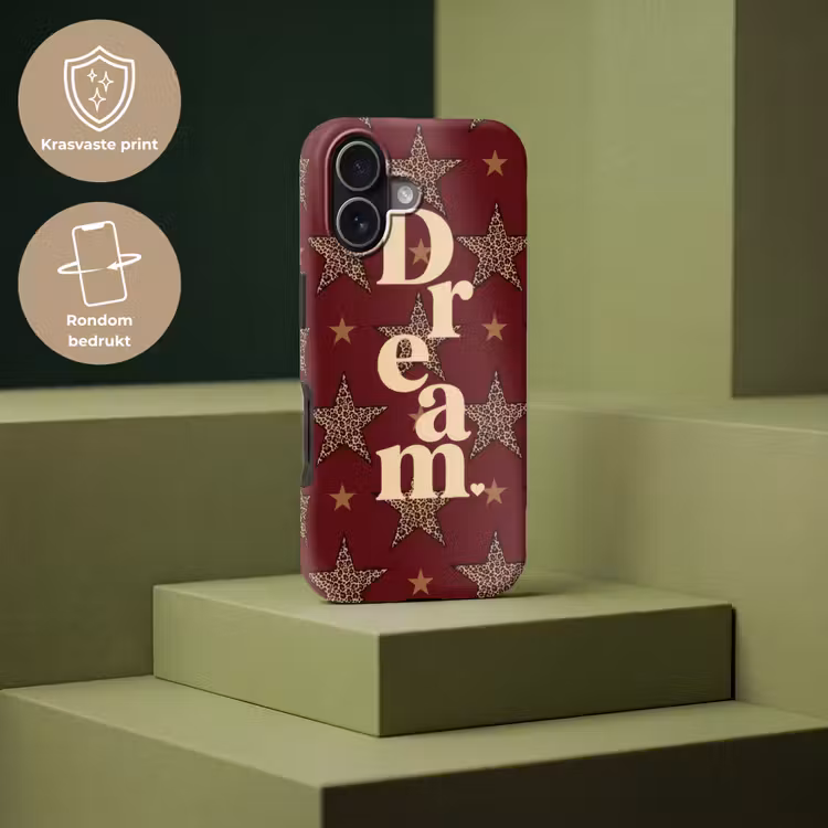 Sterren - Luipaardprint - Dream - Bordeaux Toughcase MagSafe Apple iPhone 17 klein -USP_PrintM_NL