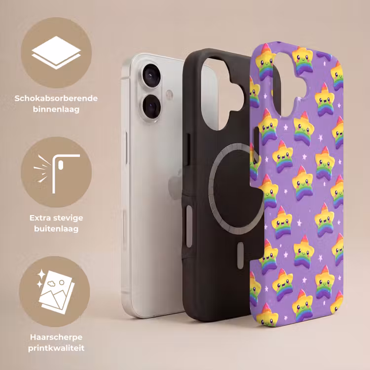 Sterren - Regenboog - Paars Toughcase MagSafe Apple iPhone 17 klein 1017 -USP_Lagen_NL