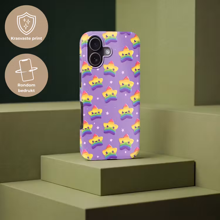 Sterren - Regenboog - Paars Toughcase MagSafe Apple iPhone 17 klein 1017 -USP_PrintM_NL
