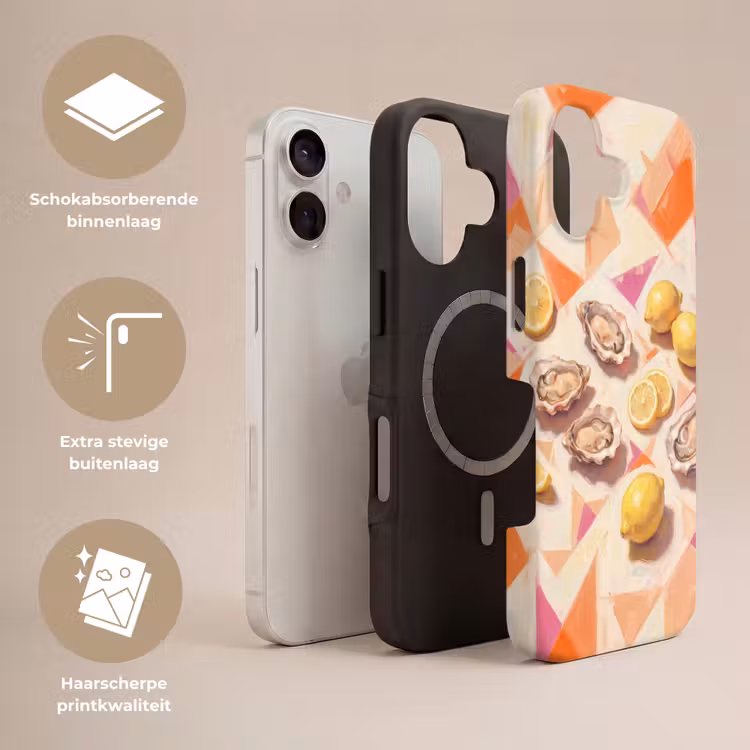 Stilleven - Citroenen - Oesters - Abstract - Oranje Toughcase MagSafe Apple iPhone 17 klein -USP_Lagen_NL