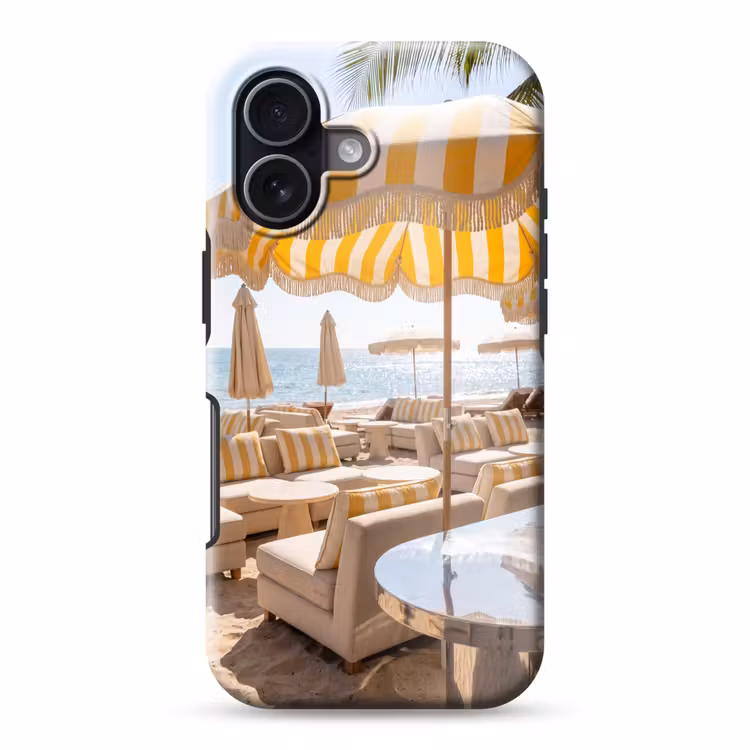 Strand - Ligbedden - Vakantie - Modern - Geel Toughcase MagSafe Apple iPhone 17 klein -3d
