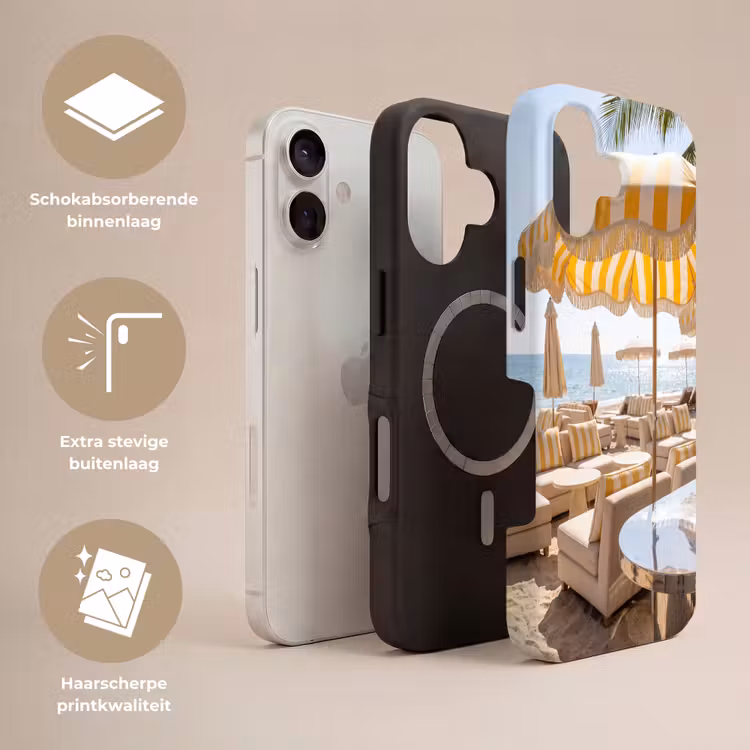 Strand - Ligbedden - Vakantie - Modern - Geel Toughcase MagSafe Apple iPhone 17 klein -USP_Lagen_NL