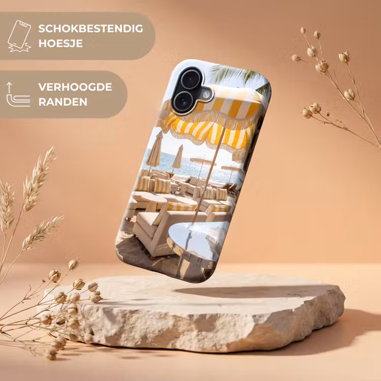 Strand - Ligbedden - Vakantie - Modern - Geel Toughcase MagSafe Apple iPhone 17 klein -USP_RandenV_NL