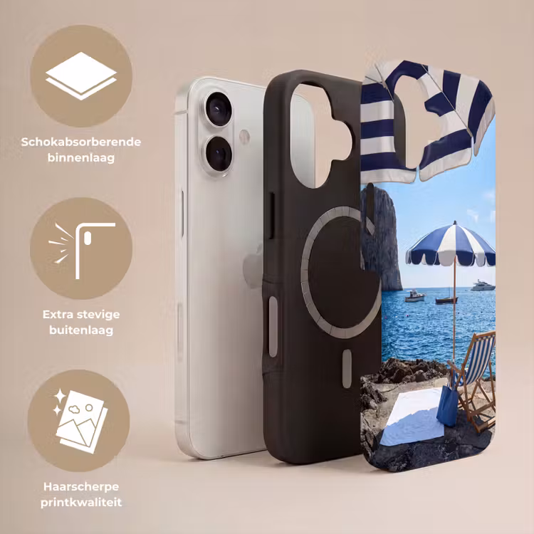 Strand - Ligstoel - Parasol - Zomer - Blauw Toughcase MagSafe Apple iPhone 17 klein -USP_Lagen_NL