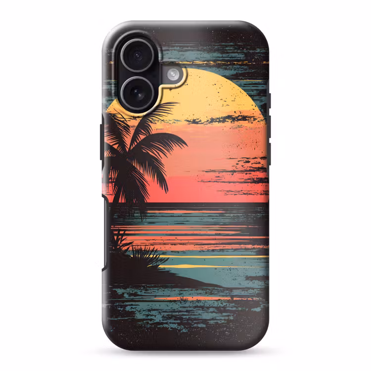 Strand - Minimalistisch - Zon - Oranje Toughcase MagSafe Apple iPhone 17 klein -3d