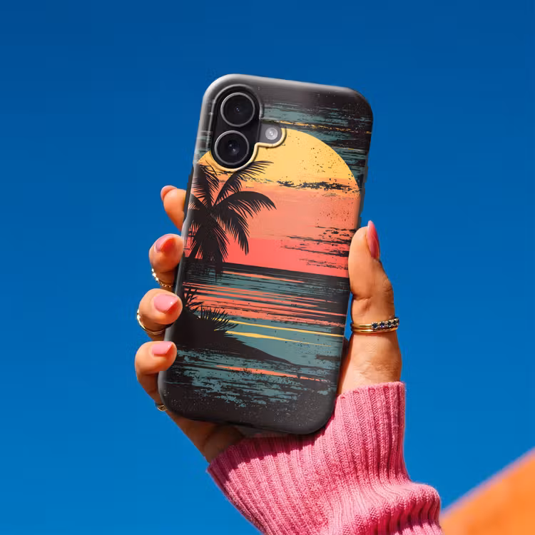 Strand - Minimalistisch - Zon - Oranje Toughcase MagSafe Apple iPhone 17 klein -Sfeer1V
