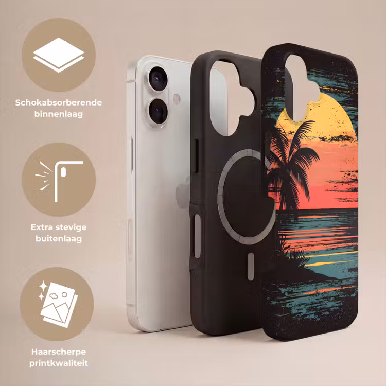 Strand - Minimalistisch - Zon - Oranje Toughcase MagSafe Apple iPhone 17 klein -USP_Lagen_NL