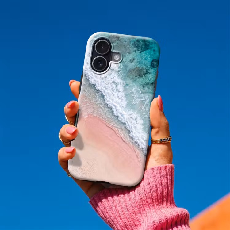 Strand - Oceaan - Golven - Roze Zand - Natuur Toughcase MagSafe Apple iPhone 17 klein -Sfeer1V