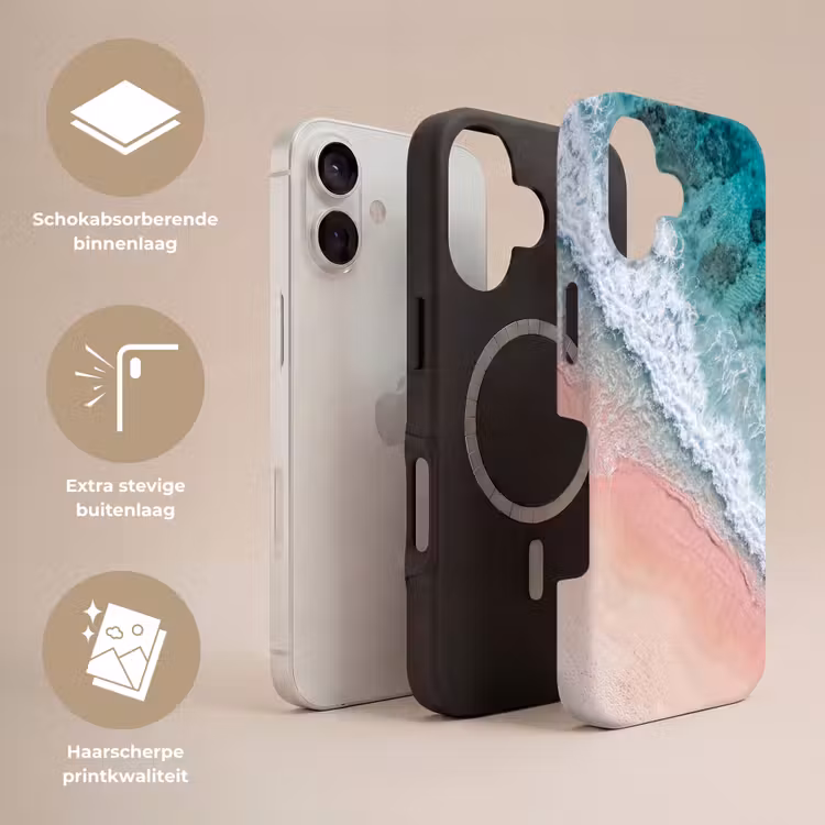 Strand - Oceaan - Golven - Roze Zand - Natuur Toughcase MagSafe Apple iPhone 17 klein -USP_Lagen_NL
