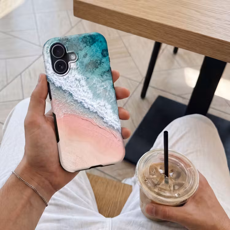 Strand - Oceaan - Golven - Roze Zand - Natuur Toughcase MagSafe Apple iPhone 17 klein -Sfeer1M