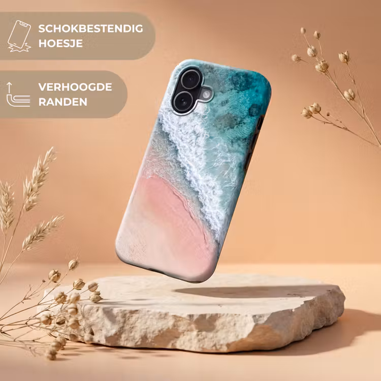 Strand - Oceaan - Golven - Roze Zand - Natuur Toughcase MagSafe Apple iPhone 17 klein -USP_RandenV_NL
