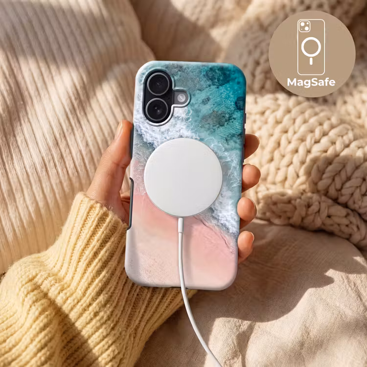 Strand - Oceaan - Golven - Roze Zand - Natuur Toughcase MagSafe Apple iPhone 17 klein -USP_MagsafeV