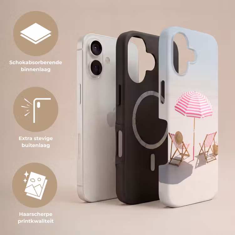 Strand - Parasol - Ligstoel - Zomer - Roze Toughcase MagSafe Apple iPhone 17 klein -USP_Lagen_NL