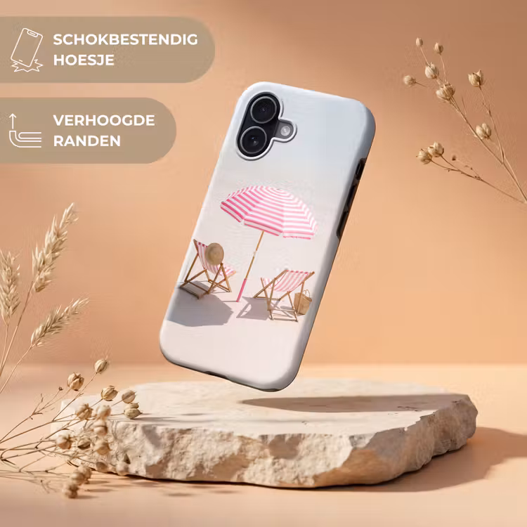 Strand - Parasol - Ligstoel - Zomer - Roze Toughcase MagSafe Apple iPhone 17 klein -USP_RandenV_NL