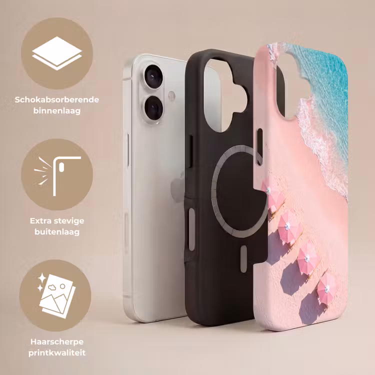 Strand - Roze zand - Zee - Zomer - Natuur Toughcase MagSafe Apple iPhone 17 klein -USP_Lagen_NL