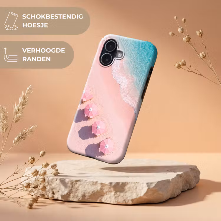 Strand - Roze zand - Zee - Zomer - Natuur Toughcase MagSafe Apple iPhone 17 klein -USP_RandenV_NL