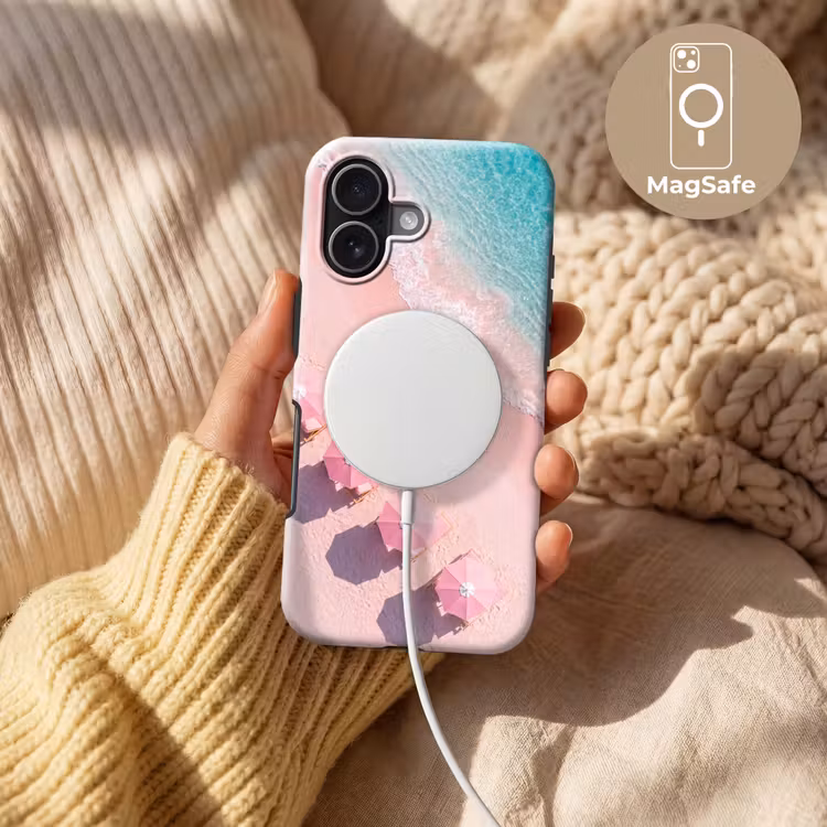 Strand - Roze zand - Zee - Zomer - Natuur Toughcase MagSafe Apple iPhone 17 klein -USP_MagsafeV