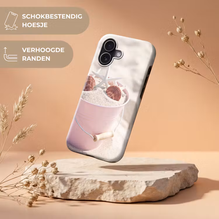 Strand - Schelpen - Zomer - Roze - Decoratie Toughcase MagSafe Apple iPhone 17 klein -USP_RandenV_NL