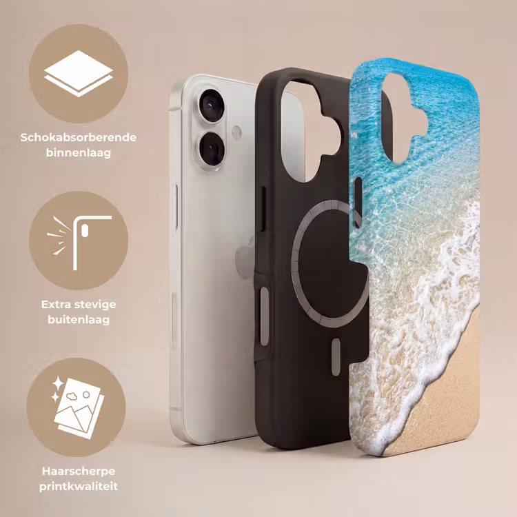 Strand - Water - Natuur - Blauw - Beige Toughcase MagSafe Apple iPhone 17 klein -USP_Lagen_NL
