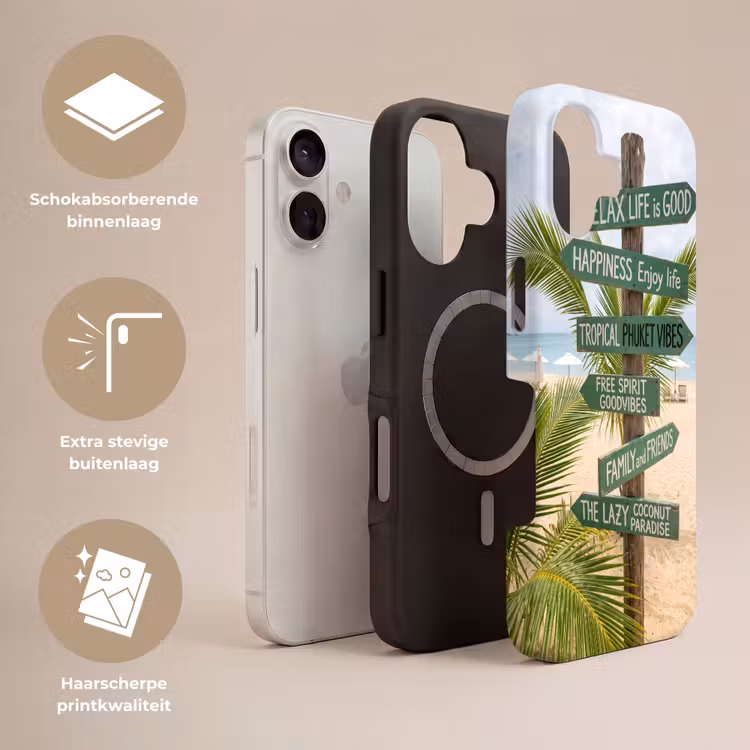 Strand - Wegwijzer - Palmen - Tropisch - Groen Toughcase MagSafe Apple iPhone 17 klein -USP_Lagen_NL